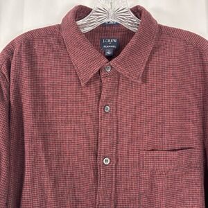 J Crew Classic Flannel Shirt Mens Large Classic Fit Houndstooth Midweight